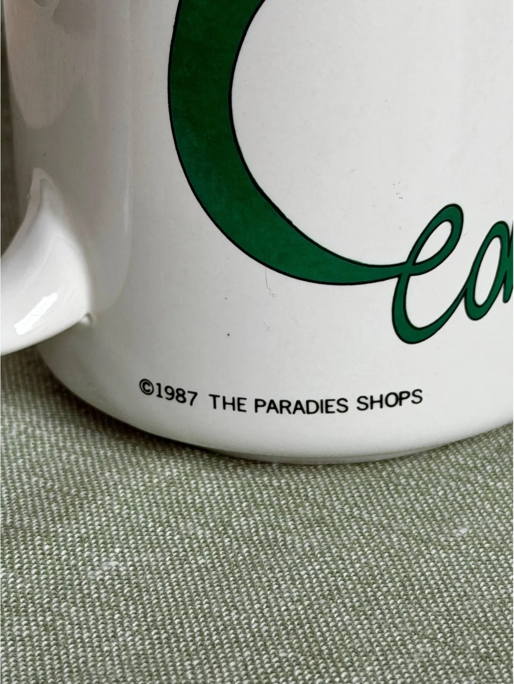 Vintage 1987 Connecticut Souvenir Mug Flying Geese Green Coffee Cup